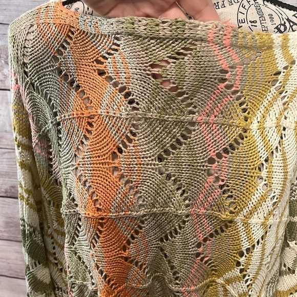 Easel Open Knit Sweater NWT Cropped Earth Tones Size Small Oversized - Picture 6 of 10